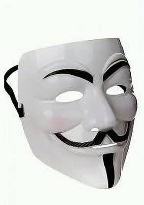 yubirth V for Vendetta Anonymous Guy Fawkes Plastic Mask - white pack of 1 Party Mask