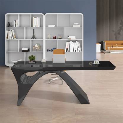 NG Decor 71" Modern Black Computer Desk Rectangular Office Desk with Abstract Base Engineered Wood Office Table