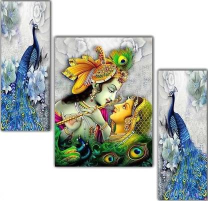 SNDArt (307)Set Of 3 Radha Krishna Home Décor Digital Reprint 12 inch x 18 inch Painting