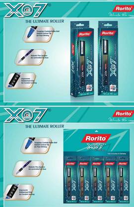 Rorito X07 The Ultimate Roller Pen Blue5&Black 2 Pcs+1 First Click Writing Pad 10 Sheet Roller Ball Pen