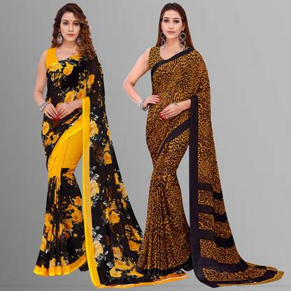 Anand Sarees Floral Print Daily Wear Georgette Saree with Unstitched Blouse