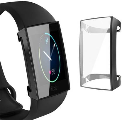 CallSmith Front and Back Screen Guard for Fitbit Charge 4 / Charge 3 Smart Watch Silicon Case With Silicon Screen Protector