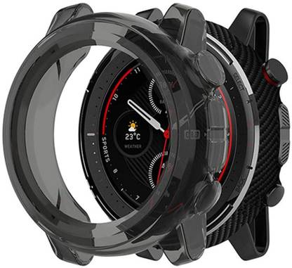 VOLMERE Front and Back Screen Guard for Ultra Slim TPU Transparent Soft Case Cover for Amazfit Stratos 3 Replacement Protective Silicone Case