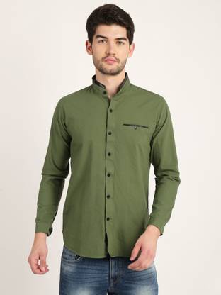 Men Solid Casual Dark Green Shirt