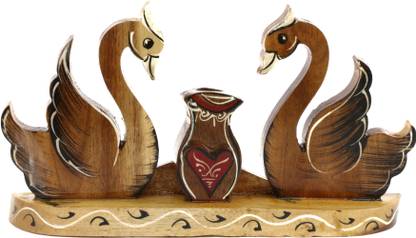 STMCRAFTS WOODEN SWAN Decorative Showpiece  -  10 cm