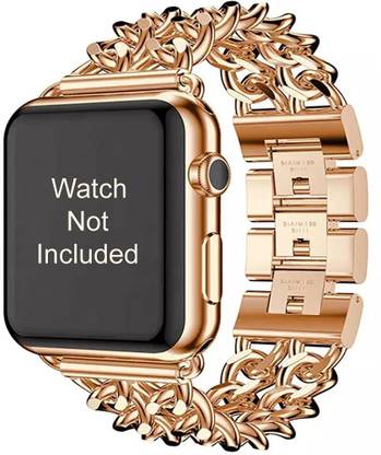 FERIYAA 42mm/44mm/45mm Metal watch strap for apple watch | Rose Gold Chain Smart Watch Strap
