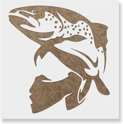 IVANA'S Art & Craft Mylar Stencil for Crafts and Decorations Size - 12" x 12" Inch USA12x12-93 Trout Fish Stencil - Reusable Stencils for Painting - Create DIY Trout Fish Stencil