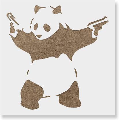IVANA'S USA12x12-104 Panda with Guns Banksy Stencil for Walls and Crafts - Reusable Stencils of Panda Stencil