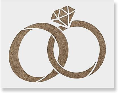 IVANA'S USA12x12-57 Wedding Rings Stencil Template for Walls and Crafts - Reusable Stencils Stencil