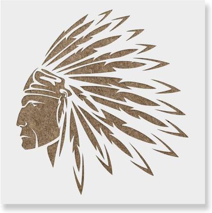 IVANA'S Art & Craft Mylar Stencil for Crafts and Decorations Size - 12" x 12" Inch USA12x12-101 Native American Indian Stencil - Reusable Stencils for Painting Stencil