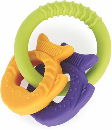 Beebaby Chewy Trinkets Silicone Teether, Soft, BPA Free, 3 Months + (Goldfish) Teether Teether