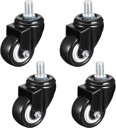 Breewell 2" PU Heavy Duty Caster Wheels Screw Threaded Stem Caster Type Pack of 4 Nylon Friction Work Bench Cabinet
