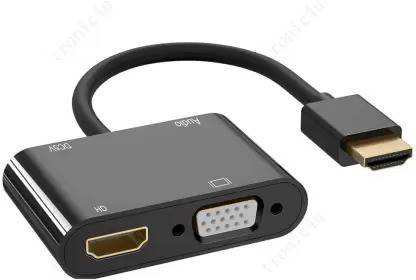 Etzin HDMI To VGA & HDMI Adapter Dual HD VGA Splitter for Pc Laptop Ultrabook USB Adapter