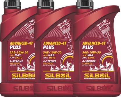 SILBOIL 10W50 FULLY SYNTHETIC ENGINE OIL PACK OF 3 SUITABLE FOR ALL TYPES OF BIKES. Full-Synthetic Engine Oil