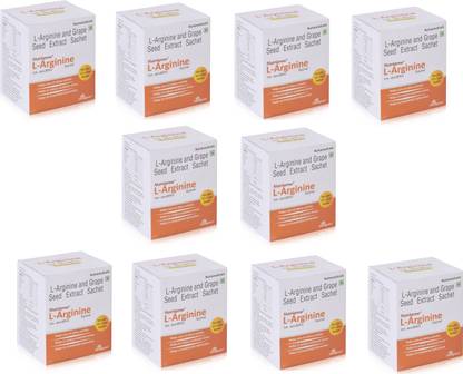 NUTRIGROW L-Arginine Sachet (50g), Pack of 10 Box/For muscle growth/Energy & Immunity
