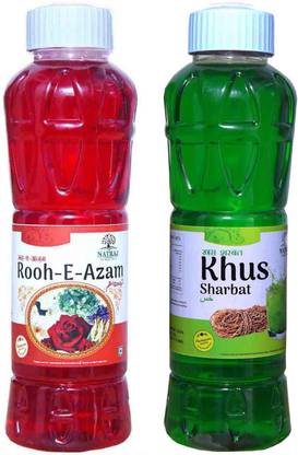 NATRAJ The Right Choice Khas Sharbat & Rooh-E-Azam Sharbat Syrup (Pack of 2 x 750 ml Bottle)