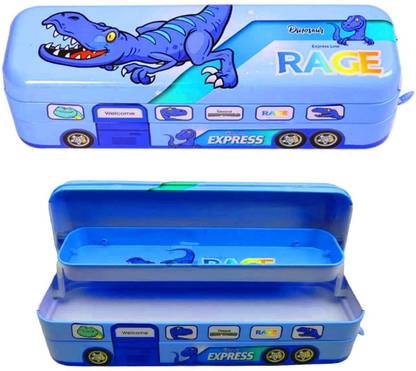 HighBoy Cartoon Bus Pull Back Pencil Box String Wheels School Accessory Birthday Party Geometry Box