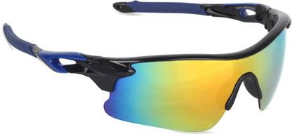 Cubana Club Black and Blue Sports Googles Mirrored UV Protection For Men Cricket Goggles Cricket Goggles