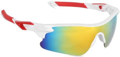 Cubana Club White & Red Sports Googles Mirrored UV Protection For Men Cricket Goggles Cricket Goggles