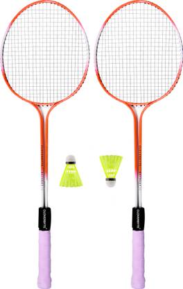CLOVERBYTE Multicolour Badminton kit Set Of 2 Piece Racquet with 2 Piece Plastic ShuttleCock Badminton Kit