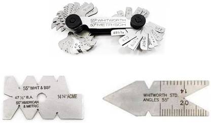 SAMENX Screw Pitch Gauge, Screw Cutting Gauge & Fishtail Center Gauge 55° Inch/Metric Ring Gauge