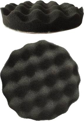 Inditrust 2pc Wave Sponge Velcro Pad Black Foam For Polishing, Wax Etc. 7inch Vehicle Polisher