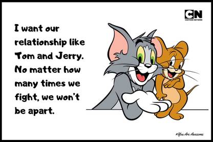 YAA - Tom and Jerry Quotes Poster (18inchx12inch) Photographic Paper