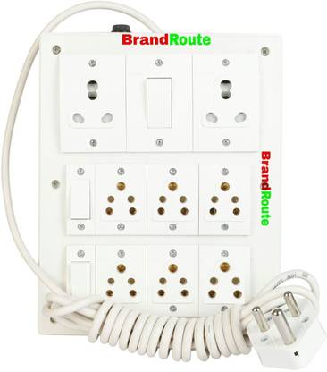 BrandRoute Power Board Reo Havells Compatible Fitted:-Heavy Duty 4 Mtr Wire 16 Amp Plug 8  Socket Extension Boards