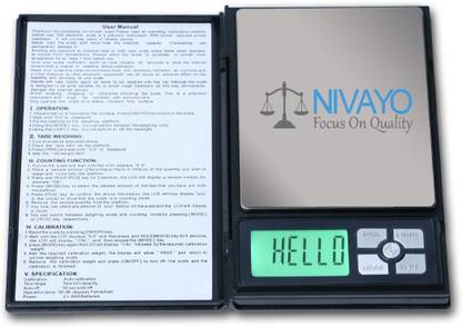NIVAYO NOTEBOOK DIGITAL WEIGHING SCALE FOR JEWELLERY,,HOME,LAB, MULTIPURPOSE USE,WEIGH UPTO 500 GRAMS,TM-,K222(BLACK) Weighing Scale