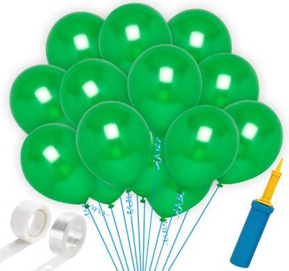 Gitanjali Solid Green HD Metallic Balloons with 1Glue,1 Pump, 1 Balloon Arch (Pack of 103Pcs) Balloon