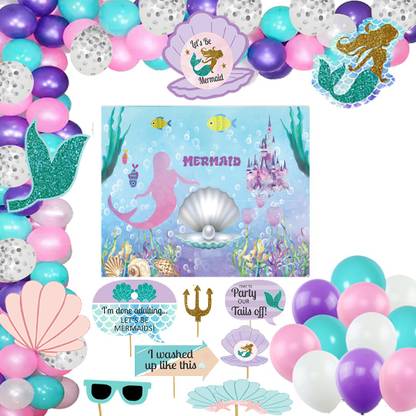 Theme My Party Mermaid Theme Party Decorations, Banner Balloons, Under The Sea Decor 15