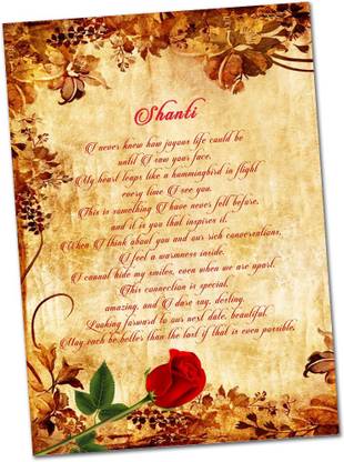 Midas Craft I Love You Shanti Love Letter Quotes 30 Greeting Card