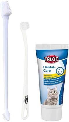 trixie Mega Combo Pack- Cats Dental Hygiene Set- Cat Toothpaste, Spin & Scratch Cat Toy Pet Toothpaste