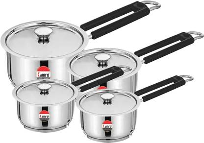 Camro DEEP Sauce PAN ENCAPSULATED (1.1 LTR, 1.5 LTR, 2.3 LTR & 3 LTR)(Set of 4) Sauce Pan 16.2 cm, 17.1 cm, 19 cm, 20.5 cm diameter with Lid 1.1 L, 1.5 L, 2.1 L, 2.5 L capacity