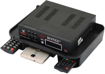 Fivean TV Set Top Box Stand Black with Remote and mobile Holder Plastic Wall Shelf