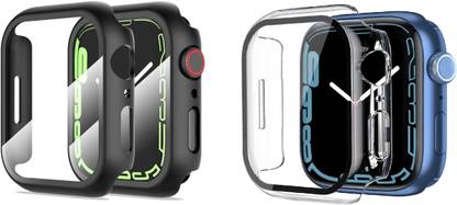 Hamz Edge To Edge Tempered Glass for Apple iWatch Case 45mm Series SE,8,7,6,5,4,3,2,1 Screen Protector, High Sensitive Glass and PC Protective Cover