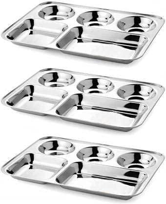 फैबटच PACK OF 3 BHOJAN THALI IT GIVES BEST QUALITY सेक्शन्ड प्लेट