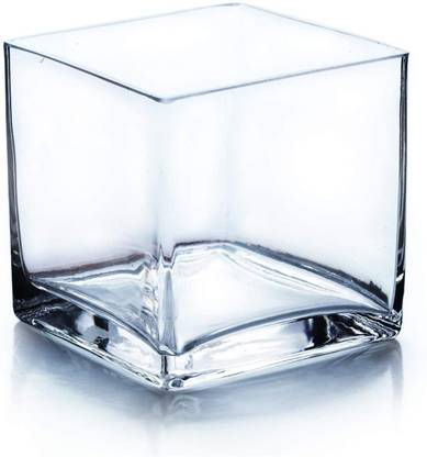 Ionic Glass Square Vase Home Decorative Flower Glass Vase Party Table Centerpieces(4"×4"×4") Glass Vase