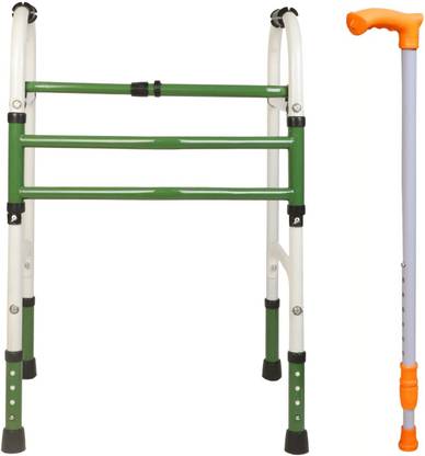 CLASORA Walker or walking stick for Men Women Adults Green walker, orange single stick) Walking Stick