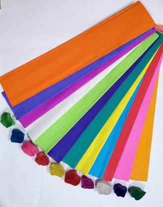 ShopTalk Crepe paper( pack of 12 ) each 8 ft length for making flower with ribbon