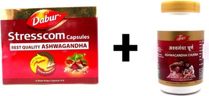 डाबर Stresscom capsule(12x10) and Ashwagandha Churna(100gm)