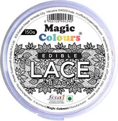 Magic Colours READY TO USE SUGAR LACE Cake Lace BLACK Icing Sugar Paste