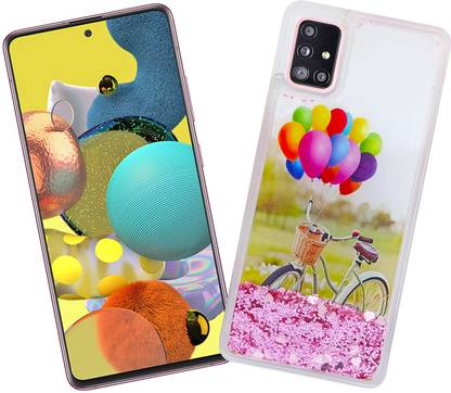 TRIP X Back Cover for SAMSUNG GALAXY A51 (Fully Water Glitter Cover with Printed Cycle in the Middle)