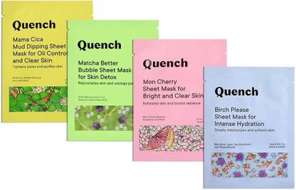 Quench Korean Sheet Masks for Brightening, Acne & Oil Control and Hydration