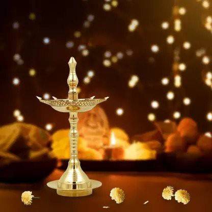 indian art valley Kerla Samai Brass Table Diya Brass Table Diya Height: 6 inch Brass Table Diya