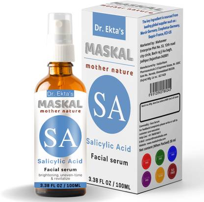 MASKAL Dr Ekta's 2% Salicylic Acid Serum for Acne,Blackheads,Clogged Pores -BHA Based