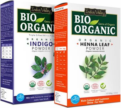 Indus Valley BIO Organic INDIGO + RED HENNA Hair Coloring Kit