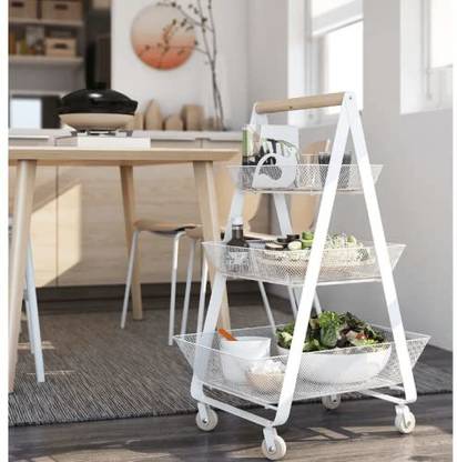 Deoxys Multi-Function Mobile Trolley Cart 3 Tier Kitchen Storage Trolley Rack Stainless Steel Kitchen Trolley