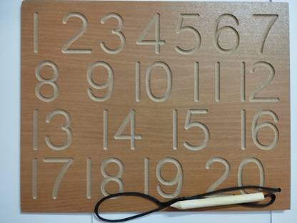 DgCrayons Wooden Number 1-20 Laminated Tracing Writing Board Slate with Dummy Pencil