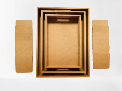 Eagle Craft India mdf tray pack of 3 with 6 MDf coaster. Unfinished plain Wooden Tray